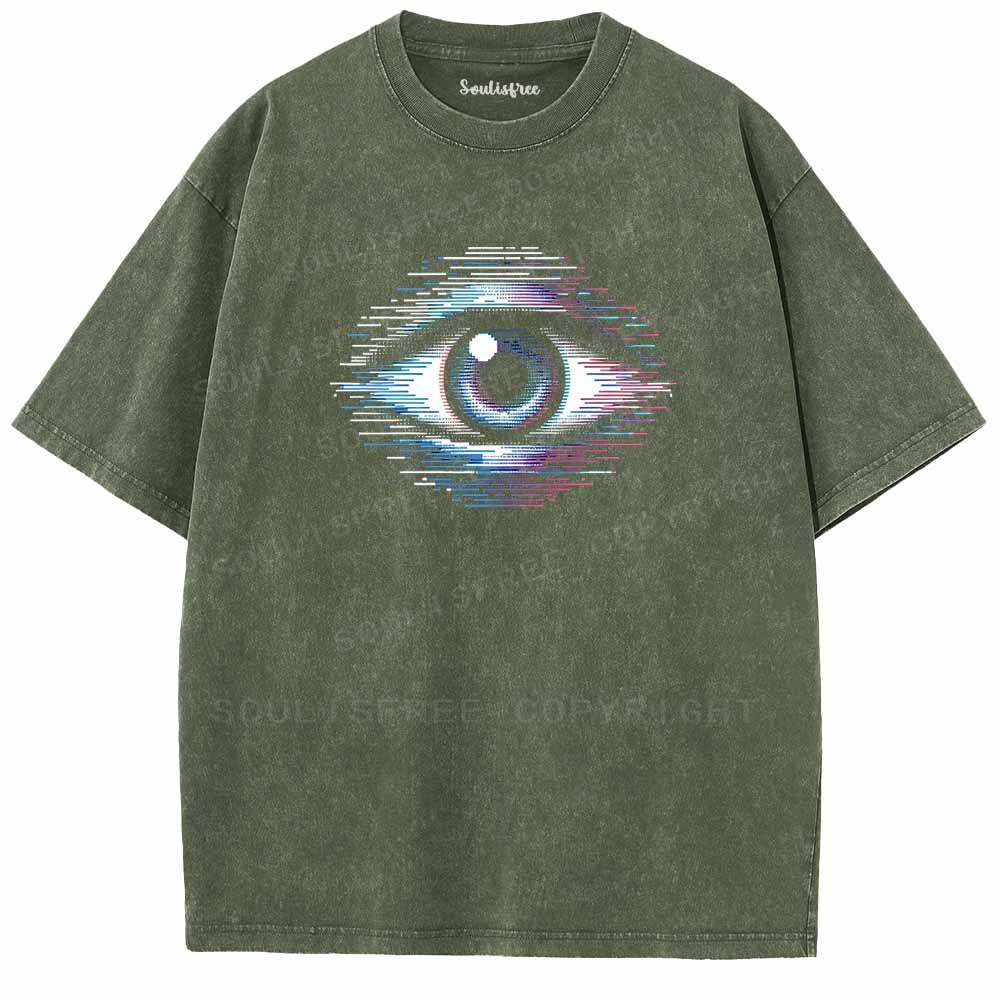Soulisfree Pixelated cyber gaze Washed Tee