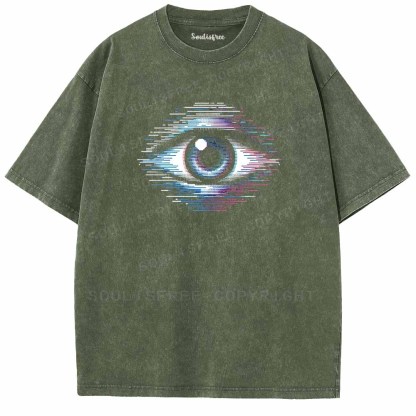 Soulisfree Pixelated cyber gaze Washed Tee