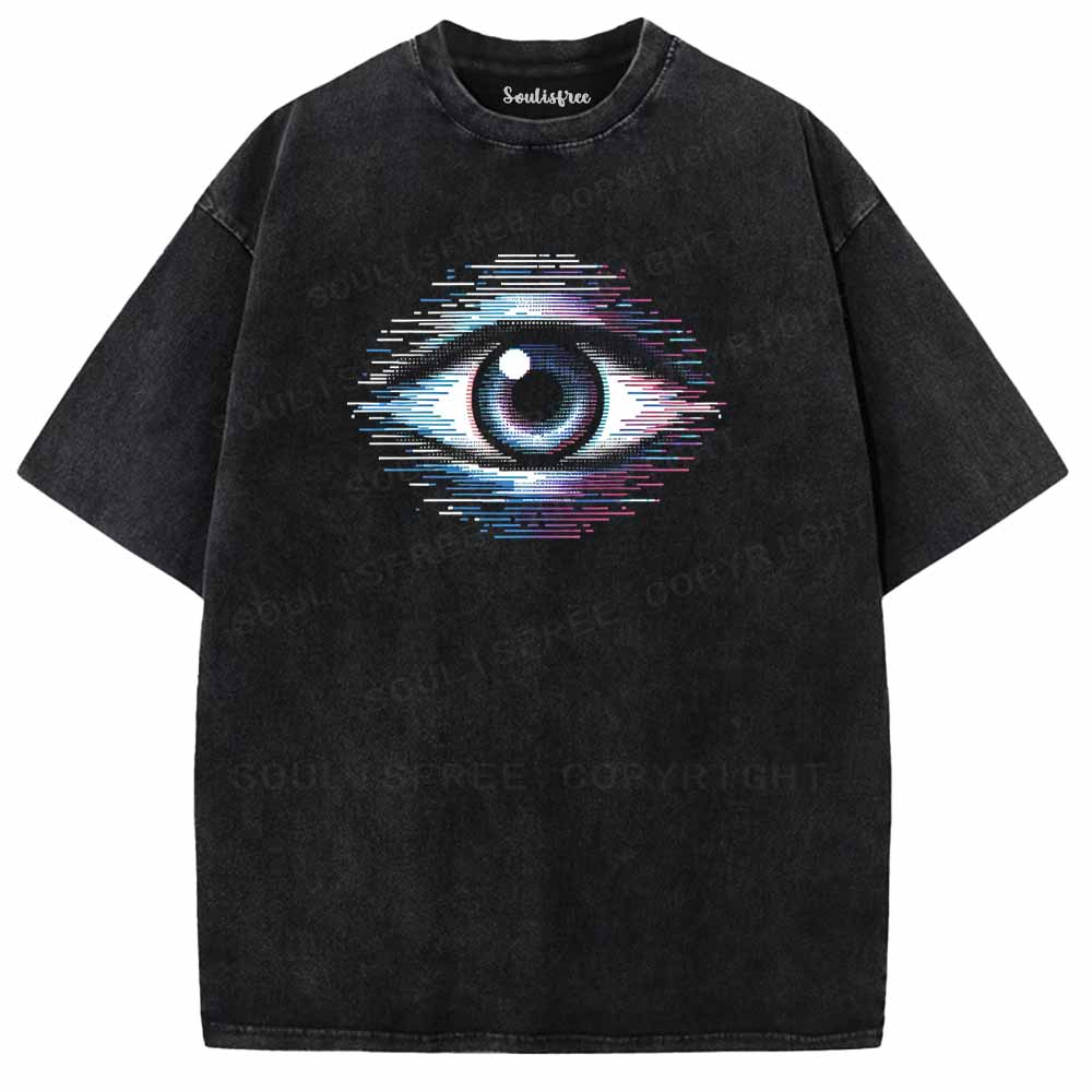 Soulisfree Pixelated cyber gaze Washed Tee