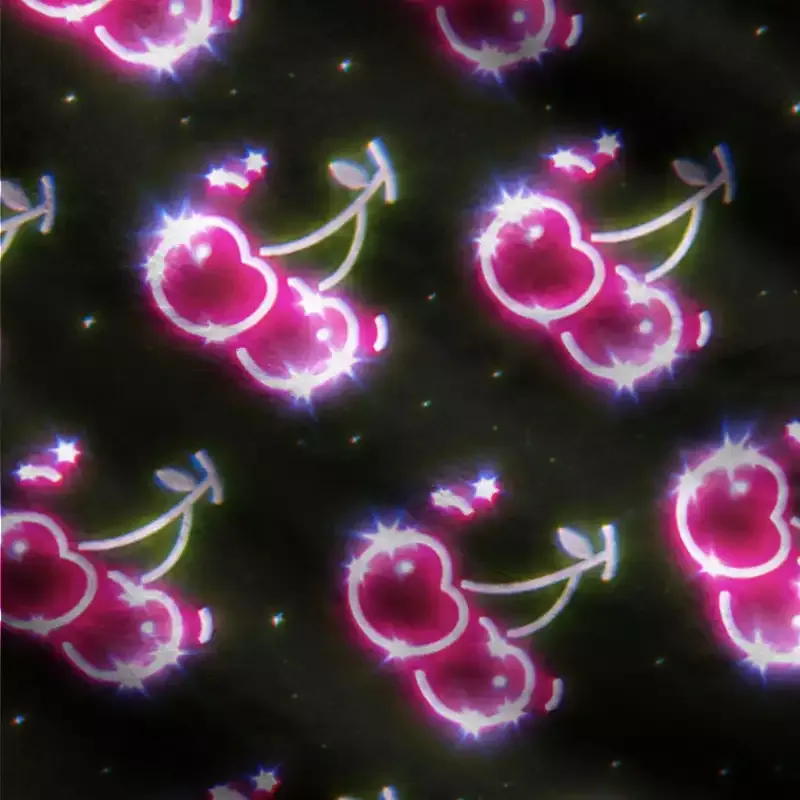 Soulisfree Glowing neon cherry Fuzzy Cardigan Sweater