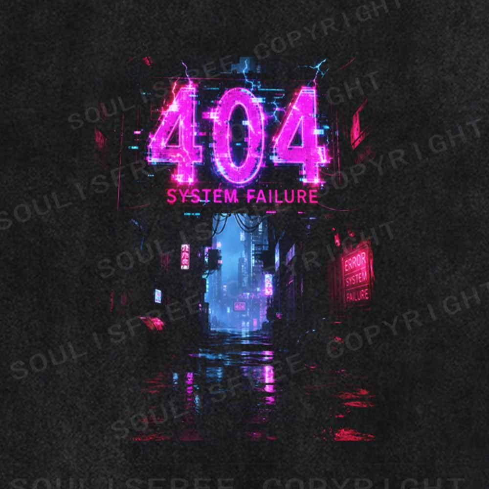 Soulisfree ERROR 404 NEON CYBER ALLEY Washed Tee