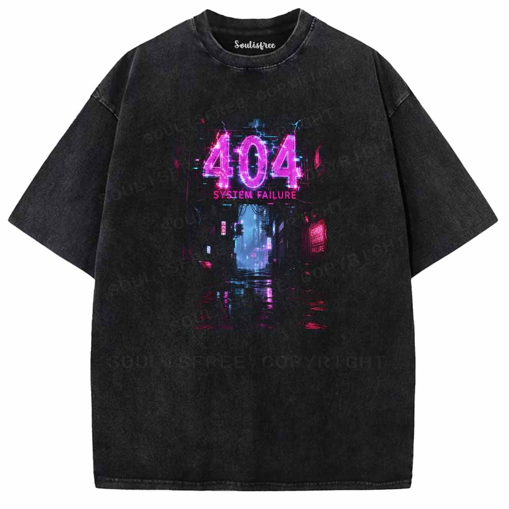 Soulisfree ERROR 404 NEON CYBER ALLEY Washed Tee