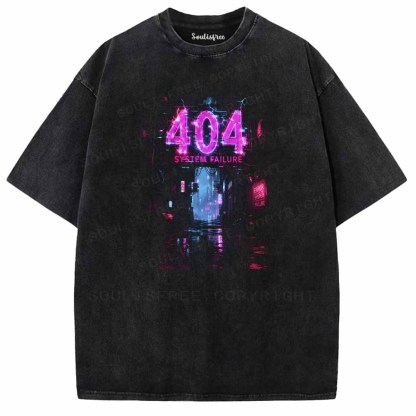 Soulisfree ERROR 404 NEON CYBER ALLEY Washed Tee