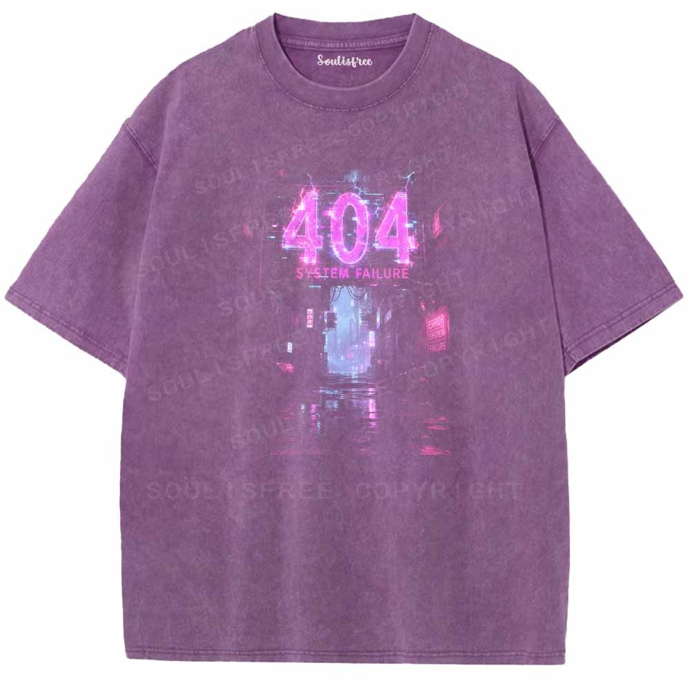 Soulisfree ERROR 404 NEON CYBER ALLEY Washed Tee