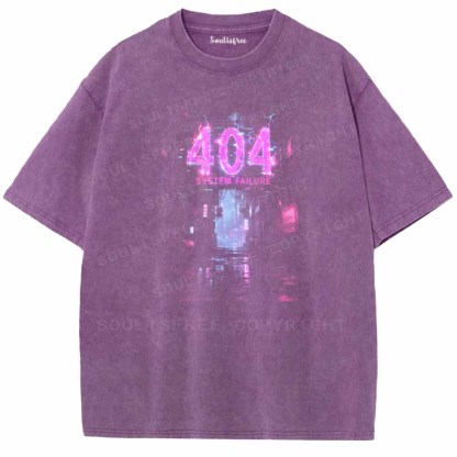 Soulisfree ERROR 404 NEON CYBER ALLEY Washed Tee
