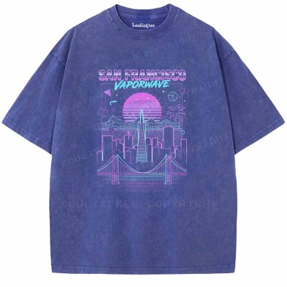Soulisfree  NEON SKYLINE Washed Tee