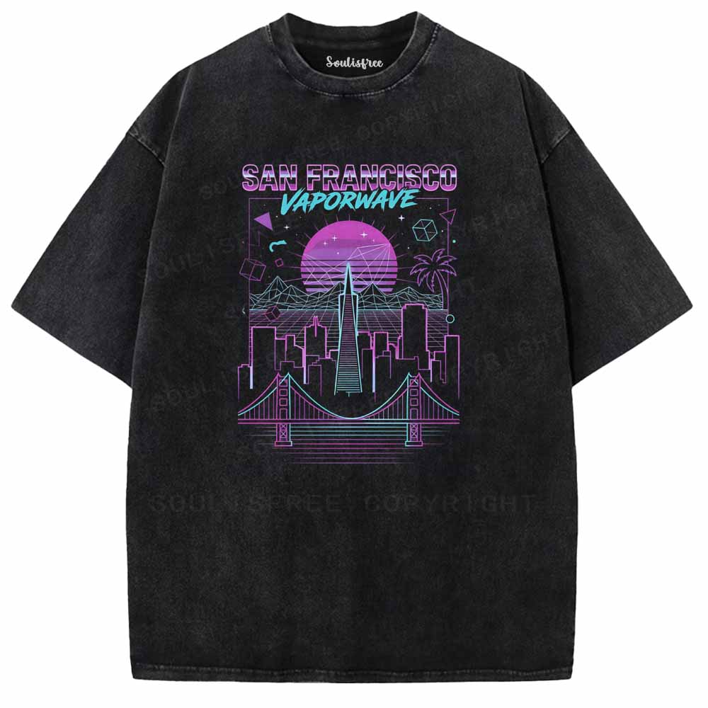 Soulisfree  NEON SKYLINE Washed Tee