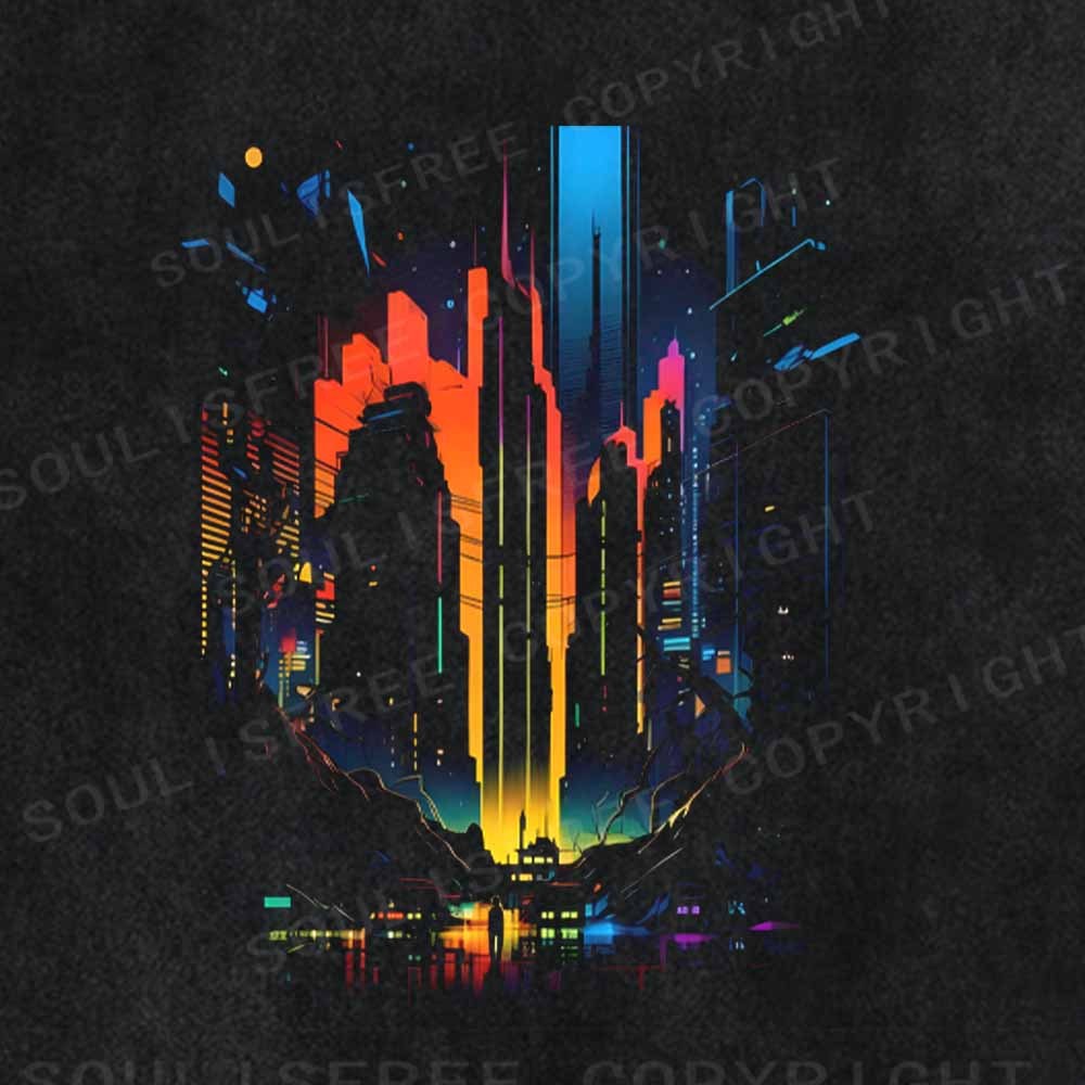 Soulisfree Neon Glow Over Future Streets Washed Tee