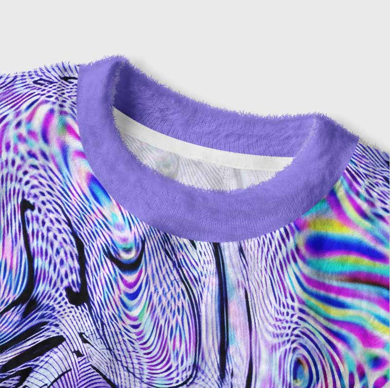 Soulisfree Hypnotic Purple Vortex Women's Fuzzy Crewneck Sweater