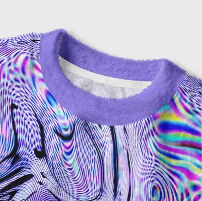 Soulisfree Hypnotic Purple Vortex Women's Fuzzy Crewneck Sweater