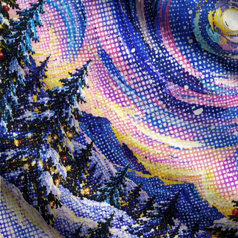Soulisfree Christmas Landscape Fuzzy Cardigan Sweater