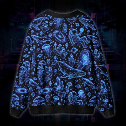 Soulisfree Cosmic Wanderer Fuzzy Cardigan Sweater 