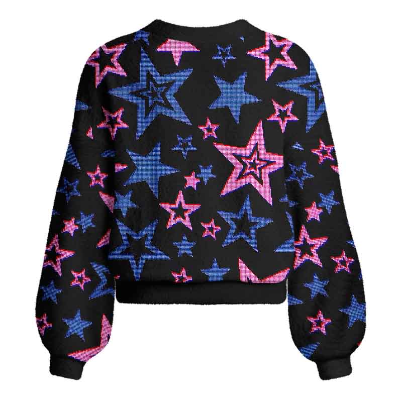 Soulisfree Glow-In-The-Dark Stars Women's Fuzzy Cardigan Sweater