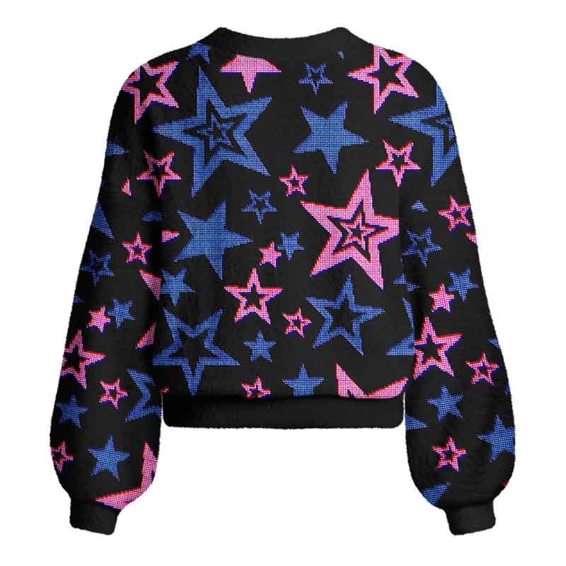 Soulisfree Glow-In-The-Dark Stars Women's Fuzzy Cardigan Sweater