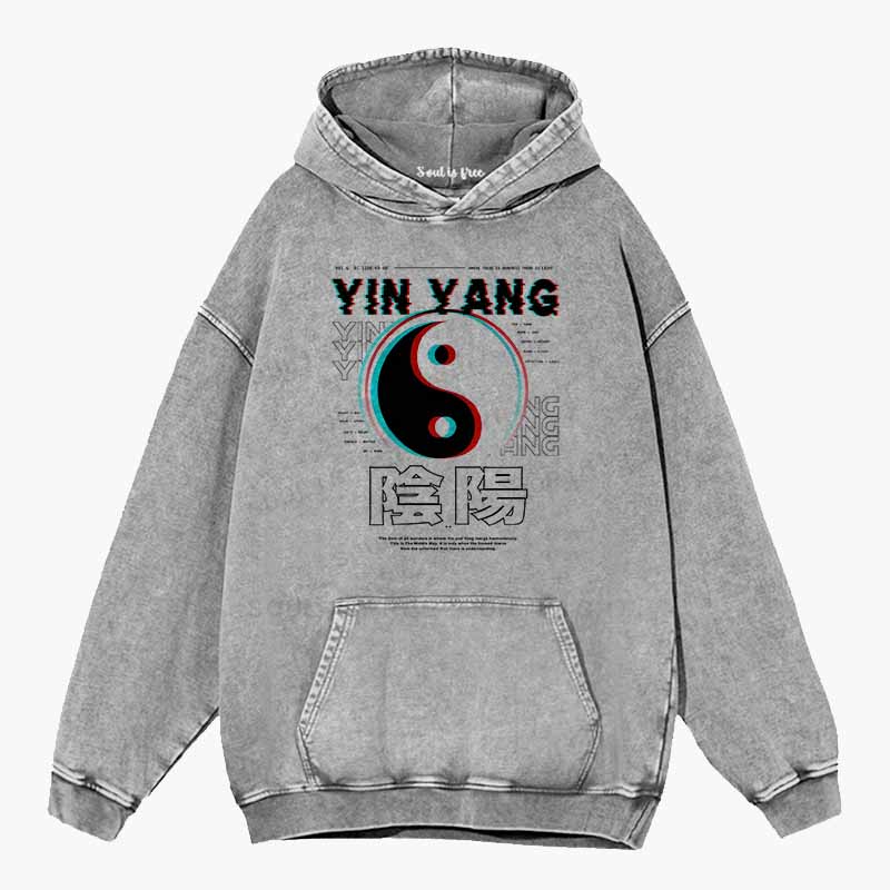 Soulisfree  YIN YANG Washed Hoodie