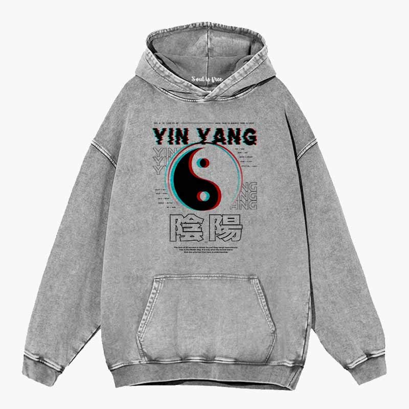 Soulisfree  YIN YANG Washed Hoodie
