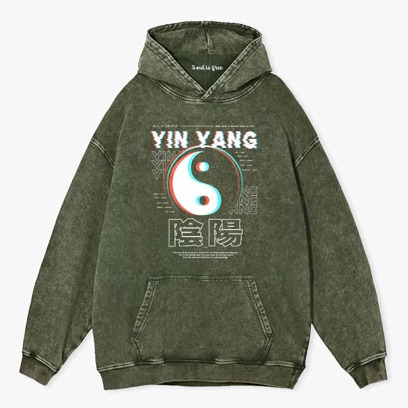 Soulisfree  YIN YANG Washed Hoodie