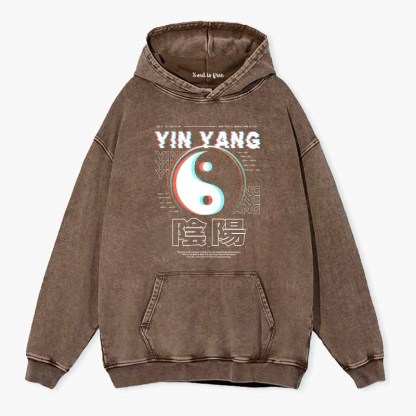 Soulisfree  YIN YANG Washed Hoodie
