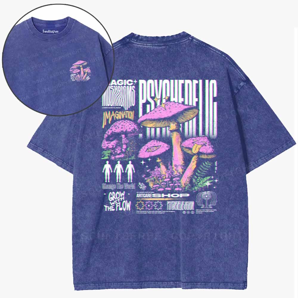 Soulisfree  Psychedelic Mushroom Dreams Washed Tee