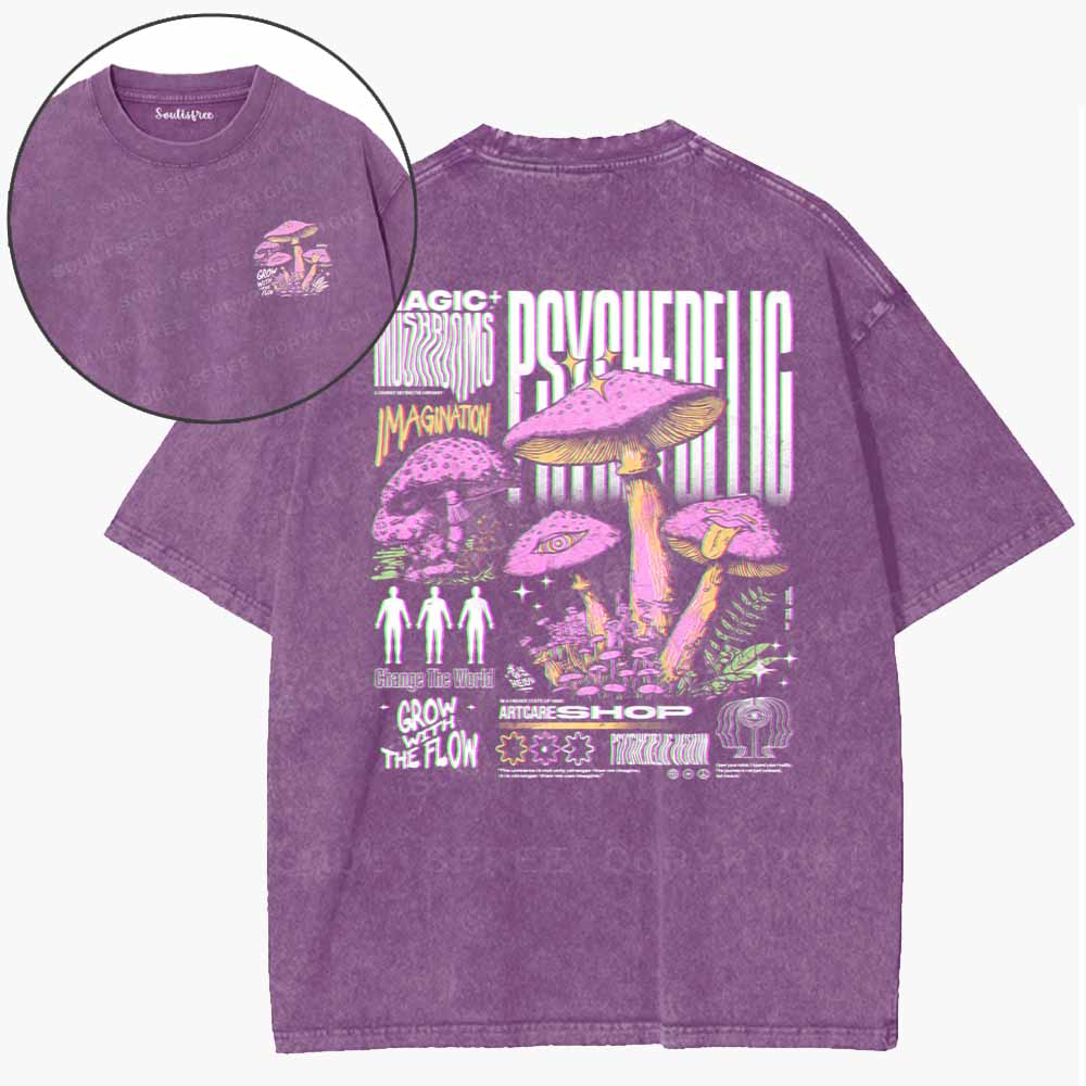 Soulisfree  Psychedelic Mushroom Dreams Washed Tee