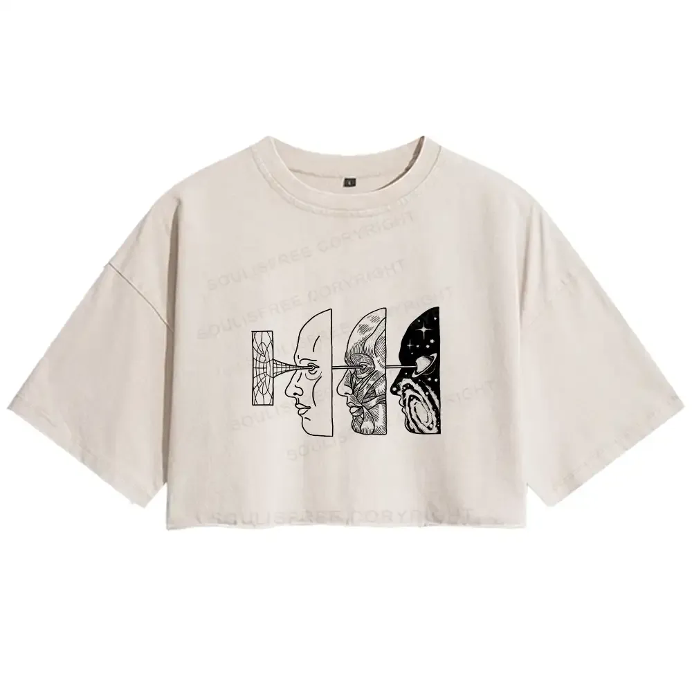 Designed Reality Is Manipulated By Thought Washed Crop T-shirt