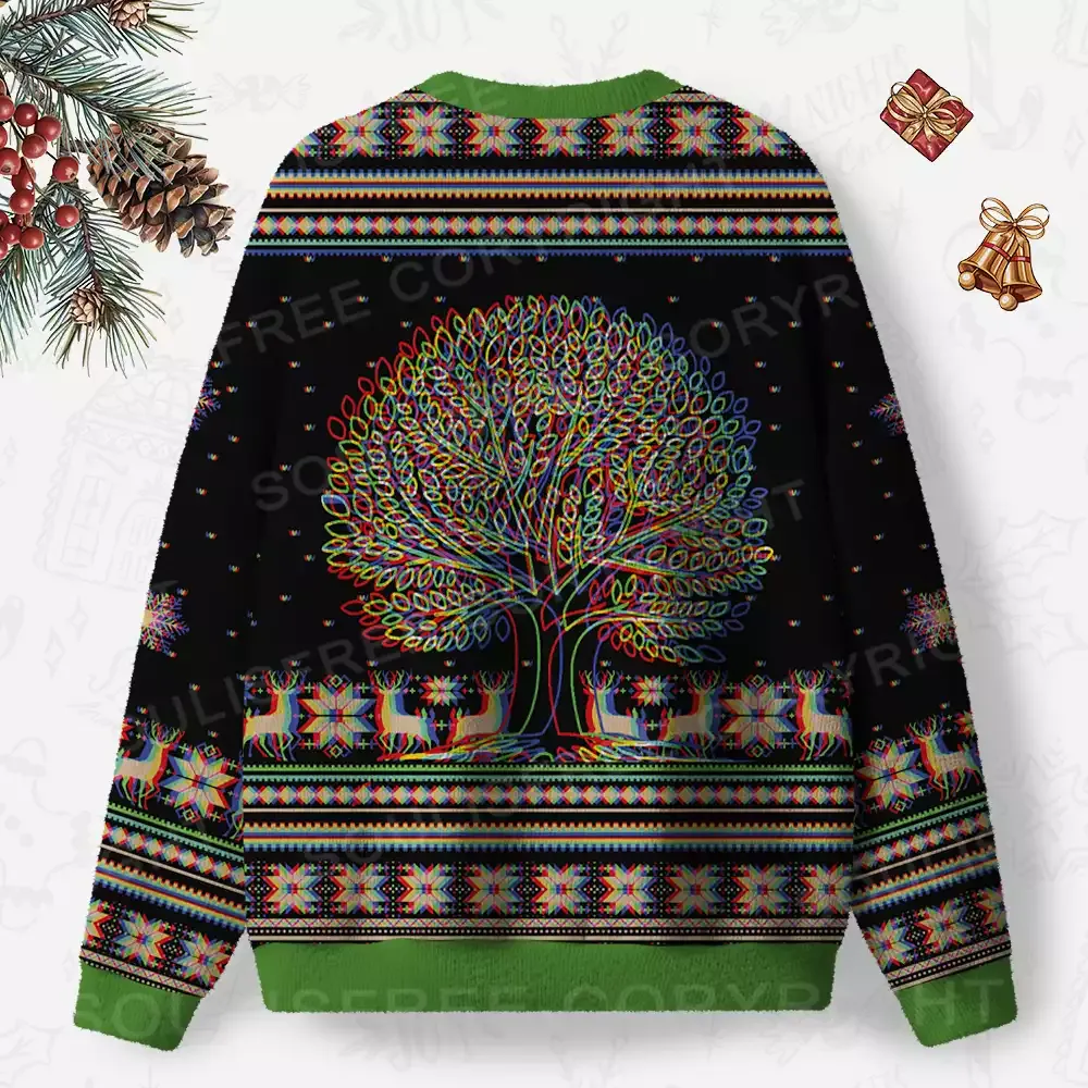Psychedelic Tree Of Life  Ugly Christmas Knit Sweatshirt