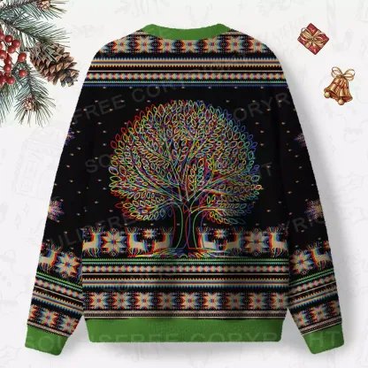 Psychedelic Tree Of Life  Ugly Christmas Knit Sweatshirt