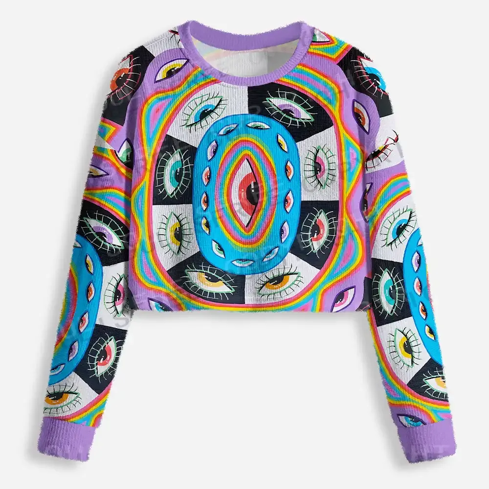 Cosmic Vision Kaleidoscope Cropped Ugly Christmas Sweater