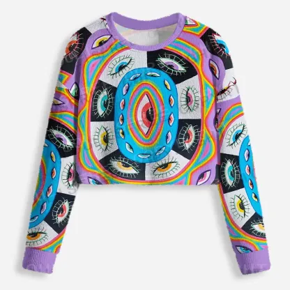 Cosmic Vision Kaleidoscope Cropped Ugly Christmas Sweater