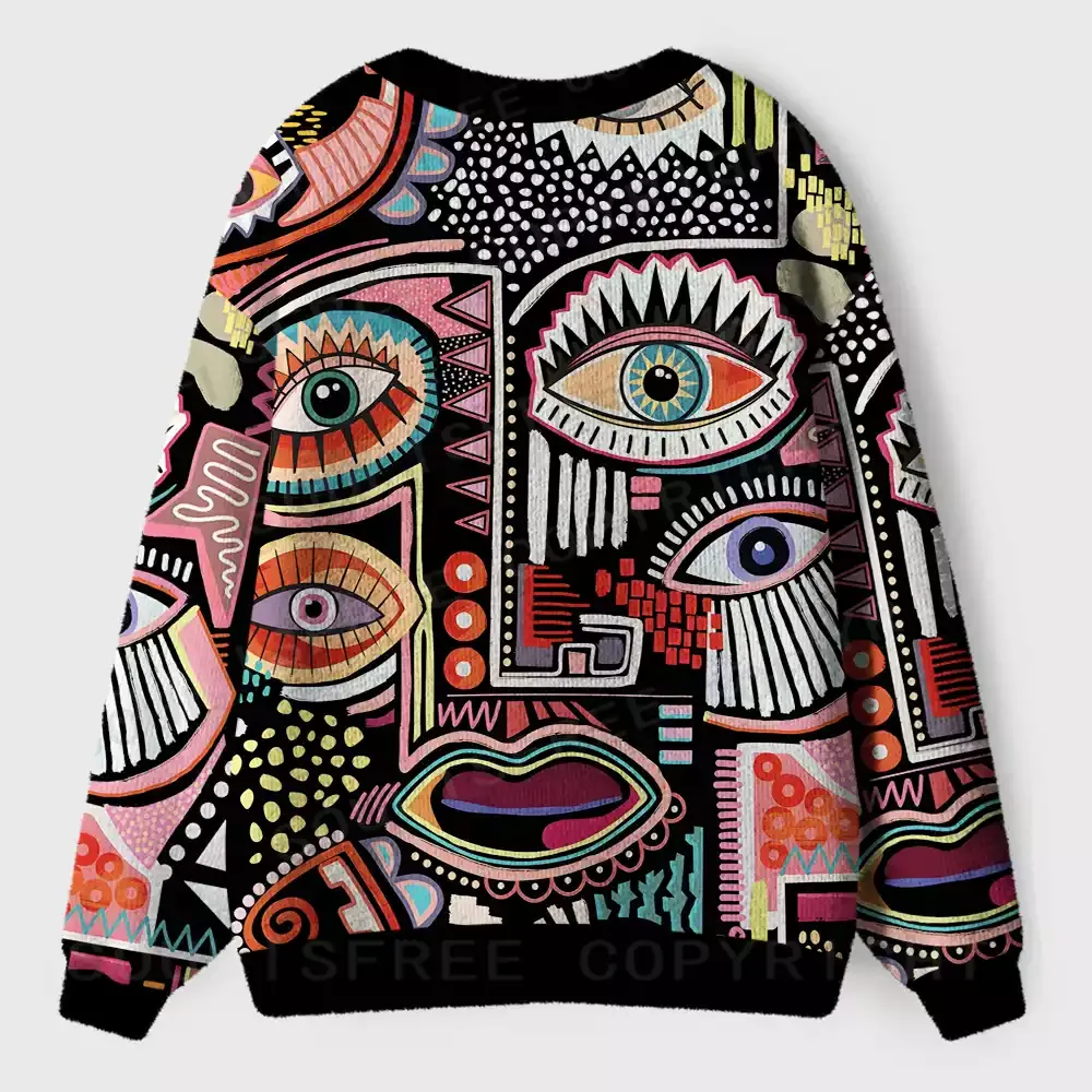 Vibrant Multi-Eye Abstract Art Ugly Cardigan Sweaters