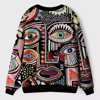Vibrant Multi-Eye Abstract Art Ugly Cardigan Sweaters