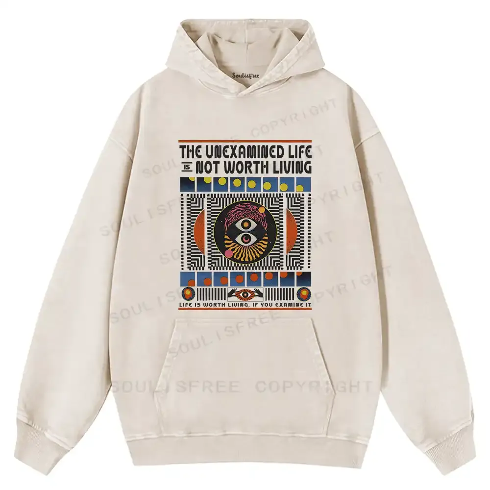 The Unexamined Life Not Worth Living Washed Hoodie