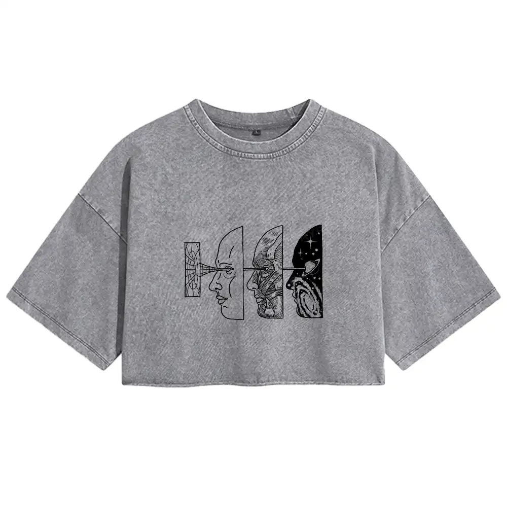 Reality Is Manipulated By Thought Washed Crop T-shirt