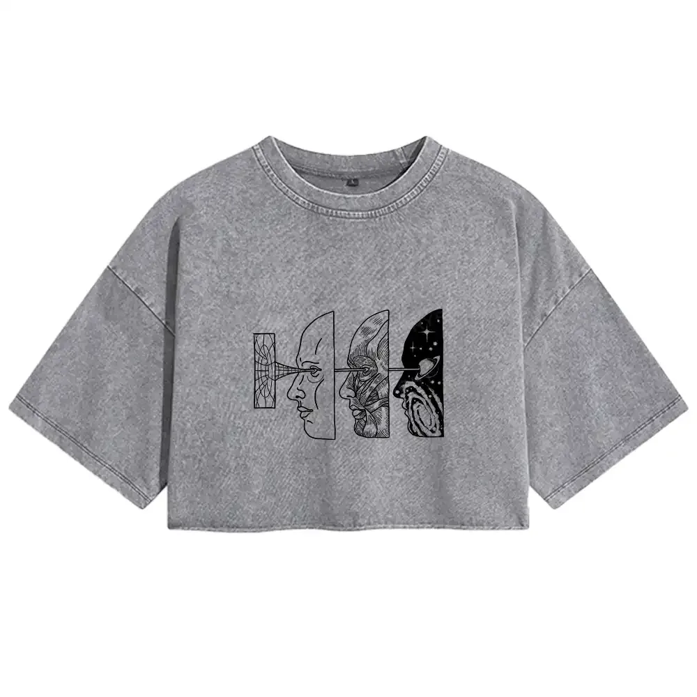 Reality Is Manipulated By Thought Washed Crop T-shirt