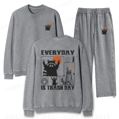 Everyday Is Trash Day Washed Matching Sweatshirt and Jogger Set