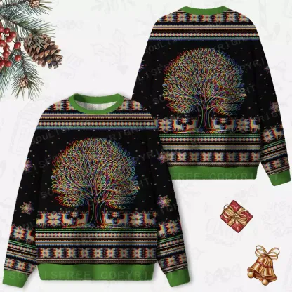 Psychedelic Tree Of Life  Ugly Christmas Knit Sweatshirt