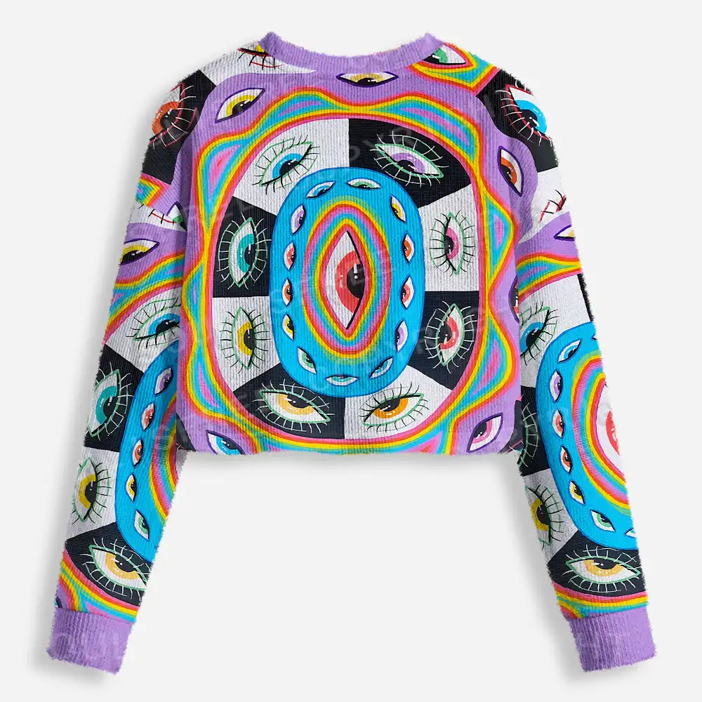 Cosmic Vision Kaleidoscope Cropped Ugly Christmas Sweater