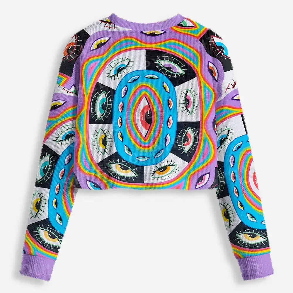 Cosmic Vision Kaleidoscope Cropped Ugly Christmas Sweater