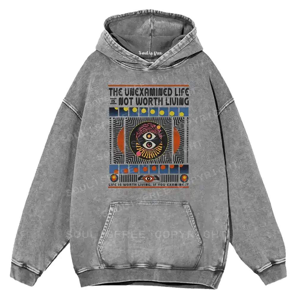 The Unexamined Life Not Worth Living Washed Hoodie