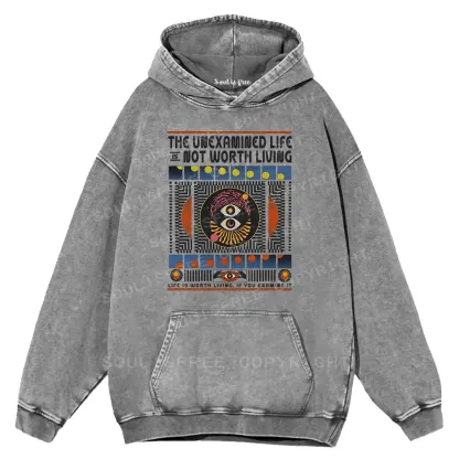 The Unexamined Life Not Worth Living Washed Hoodie