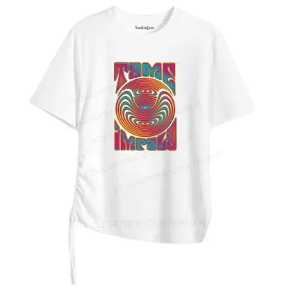 Psychedelic Moment Asymmetrical Top With Side Drawstring