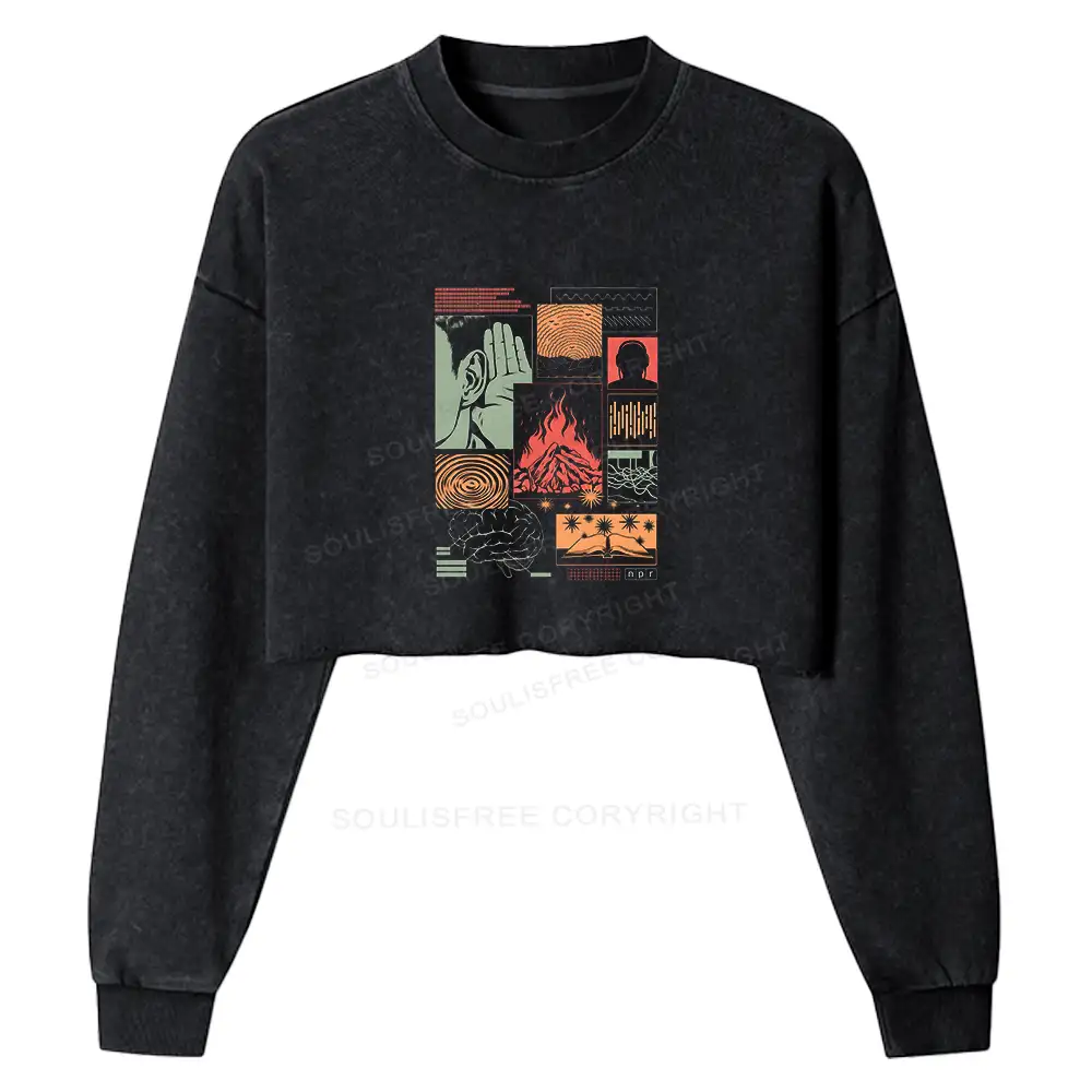 Listen Washed Cropped Sweatshirt