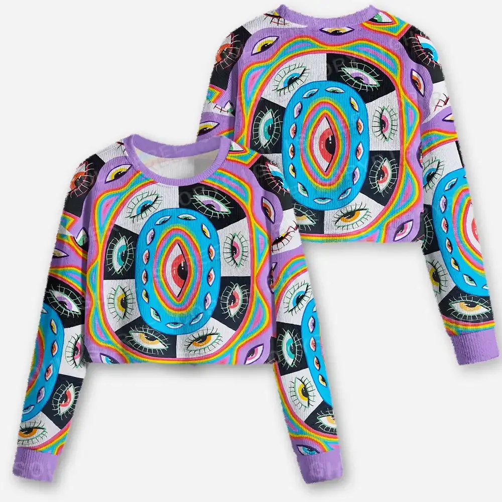 Cosmic Vision Kaleidoscope Cropped Ugly Christmas Sweater