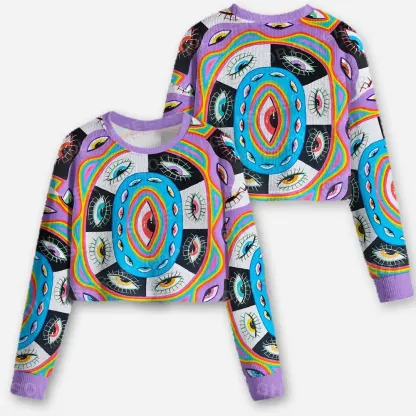 Cosmic Vision Kaleidoscope Cropped Ugly Christmas Sweater