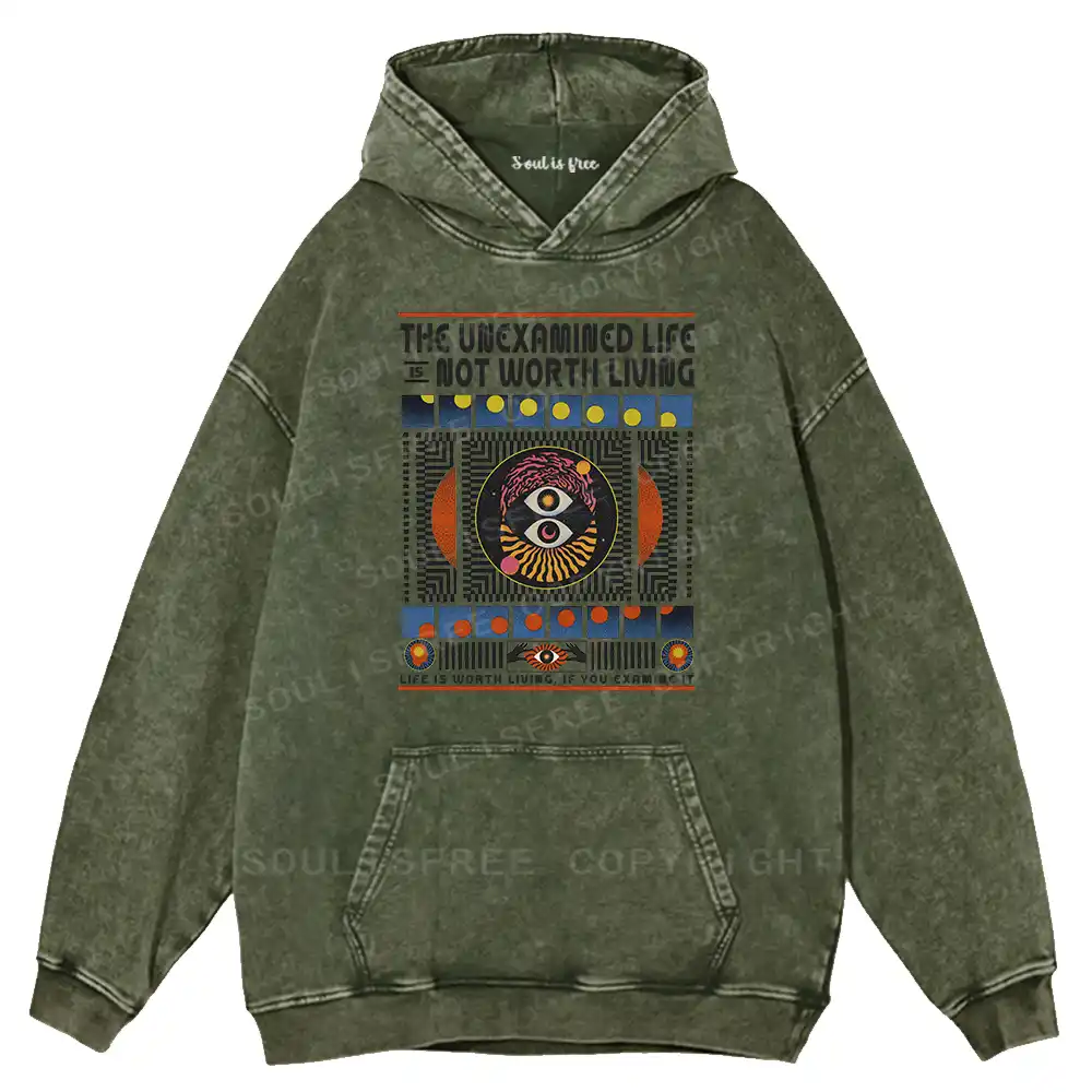 The Unexamined Life Not Worth Living Washed Hoodie