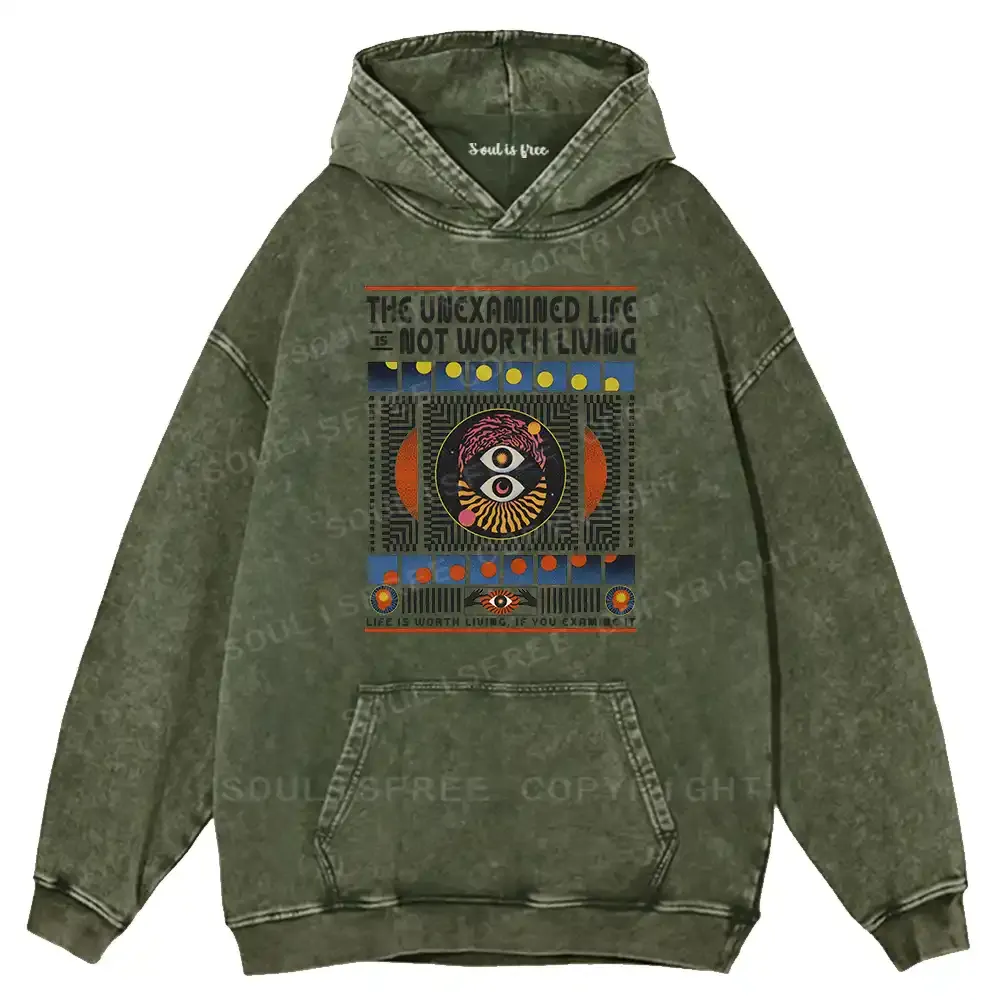 The Unexamined Life Not Worth Living Washed Hoodie