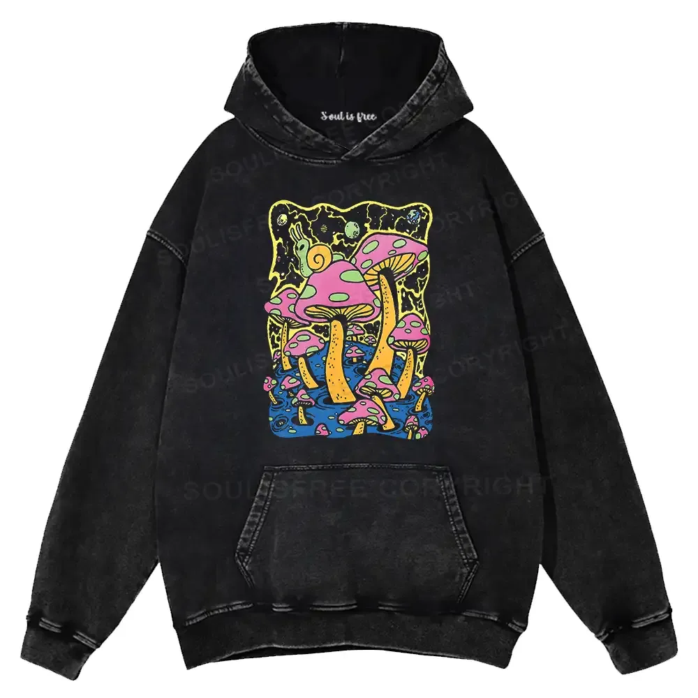 Designed Mushroom World Washed Hoodie