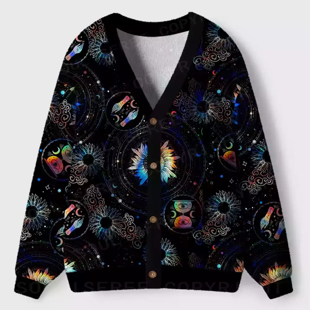 Galactic Whirl Ugly Cardigan Sweaters