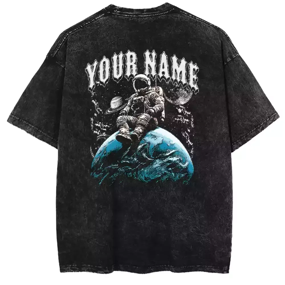 Designed YOUR NAME Washed Space T-shirt