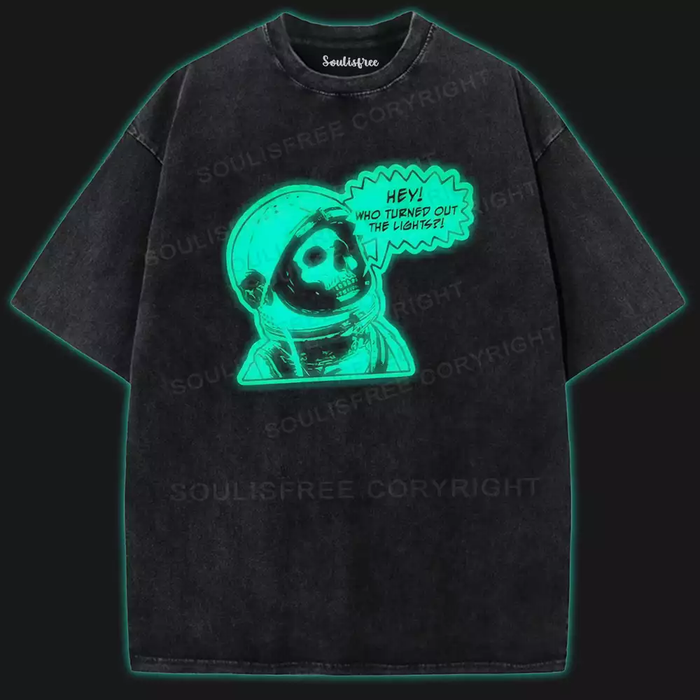 Hey! Who Turned Off The Lights? Washed Space T-shirt